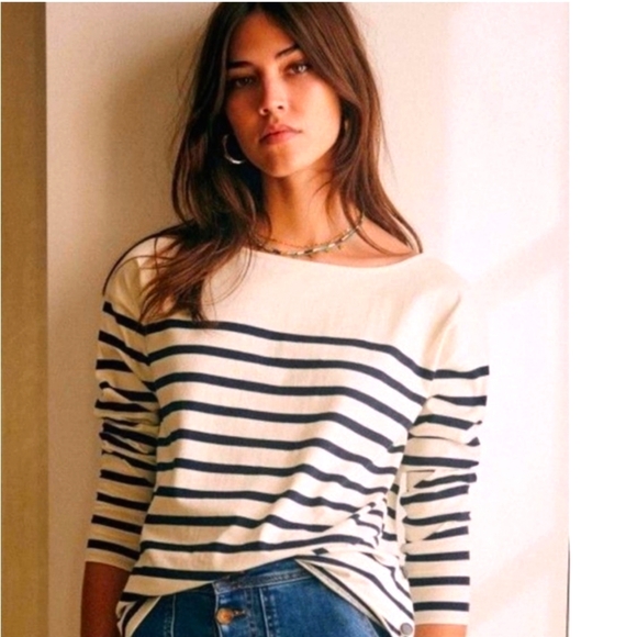 🌸Host Pick🌸 Sezane Noan Stripe Top with Side Buttons - Picture 1 of 13